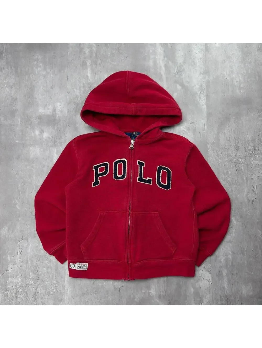 Y2K Red Polo Ralph Lauren Polo Spellout Grunge Zip Up Hoodie